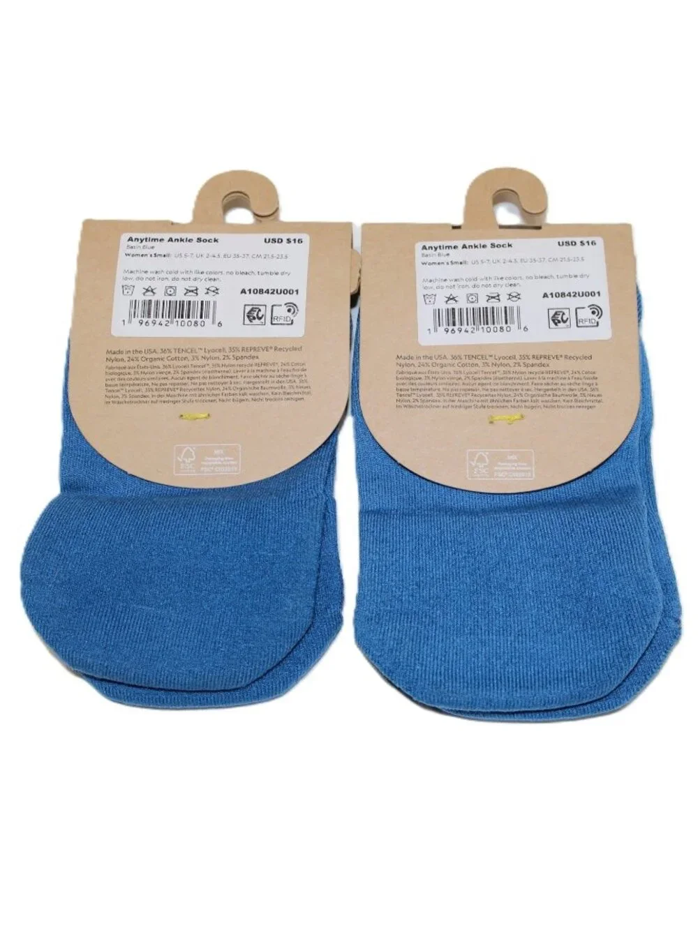 2-Pack Allbirds Anytime Ankle Sock Basin Blue Small US 5-7